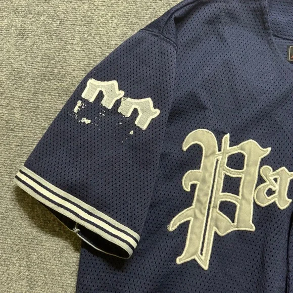 VTG Y2K Paco Sports Jersey Men's L Navy Blue Baseball Jersey Mesh Hiphop 00s - Picture 2 of 8